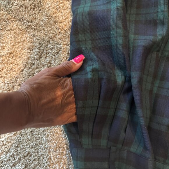 Vintage Christy Girl Navy Blue and Green Plaid tapered pants with Pockets S= 8 - Picture 8 of 12